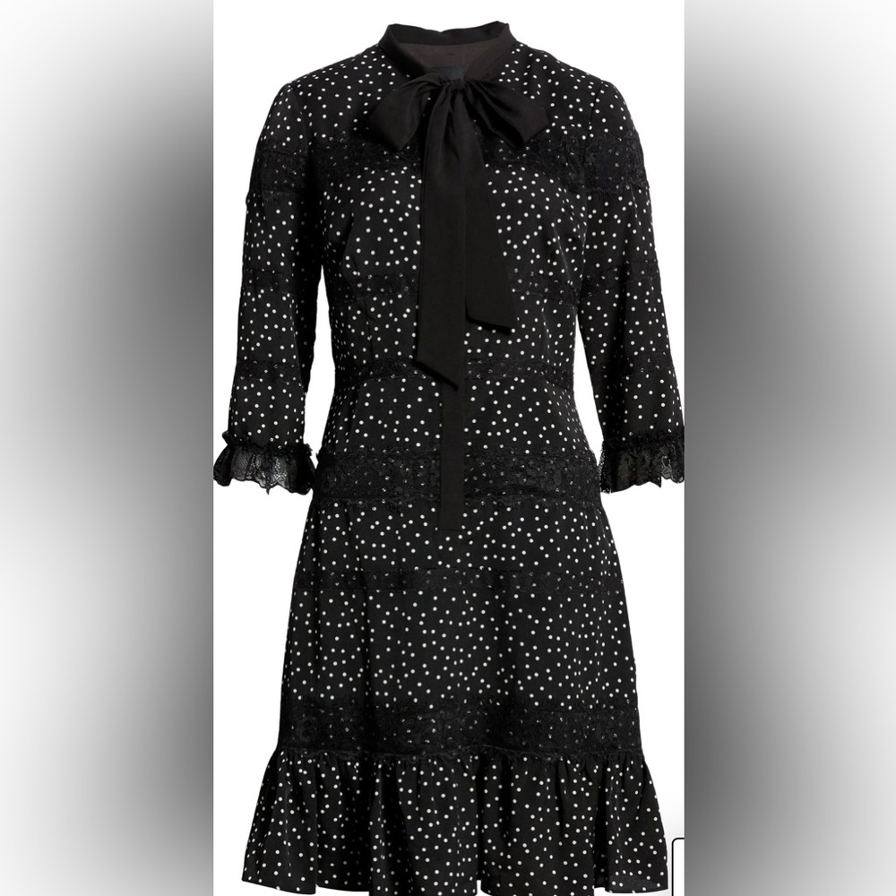 SHANI Black Polka Dot Three-Quarter Length Sleeve Beautiful Size 16 NWT